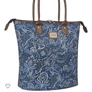 Chaps Indigo Paisley Oversized Travel Tote Bag